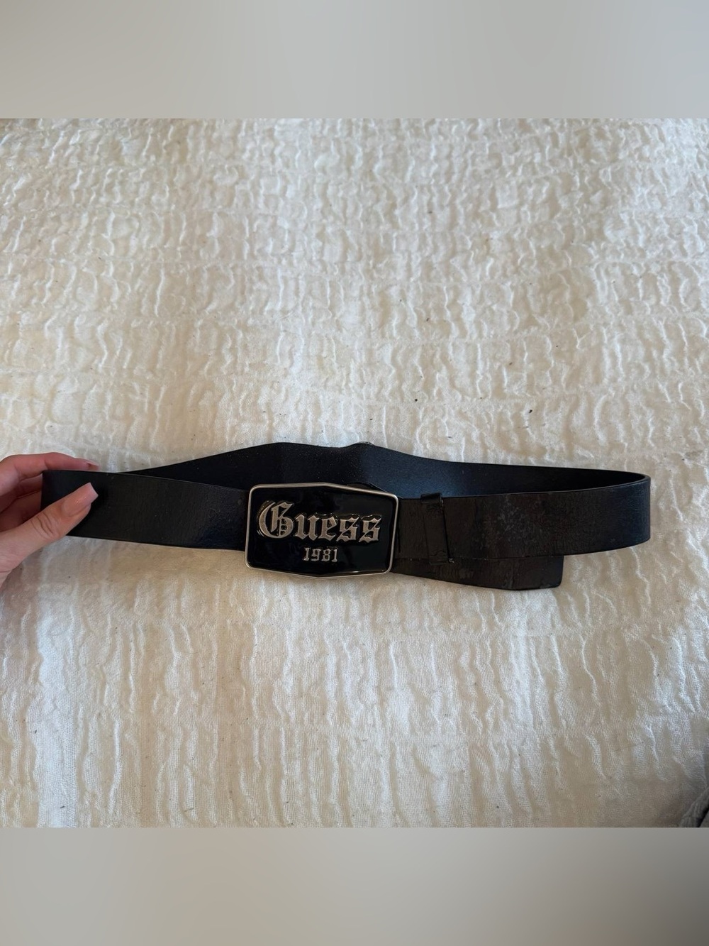 Guess Black Belt with Signature Logo Buckle